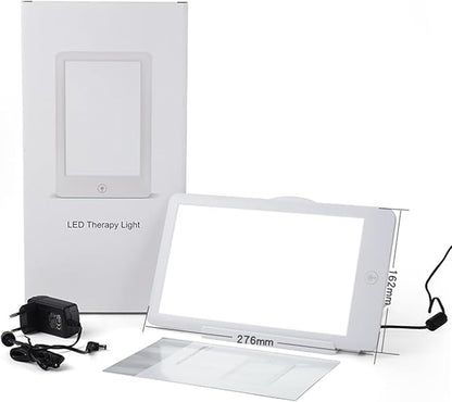 Portable Light Therapy Lamp, 32000 Lux, UV-Free, Adjustable Brightness, Foldable Bracket, White, 27.6 x 12.6cm