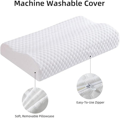 Neck Cervical Pillow for Neck Pain Relief - Contour Pillow Memory Foam Pillows for Sleeping, Neck Support Pillow Cooling Bed Pillow for Side Back Stomach Sleepers