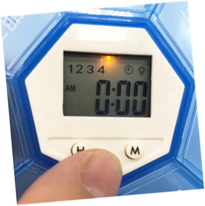Vaguelly Compartment Pill Dispenser Alarm Clock Portable Medication Organizer for Daily Reminders Electronic Medicine Chest for Patients