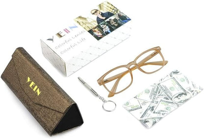 YEIN Progressive Multifocus Reading Glasses, Spring Hinge Blue Light Blocking Glasses for Women Men, No Line Multifocal Readers with Clear Lenses (+0.00/+1.50 magnification)