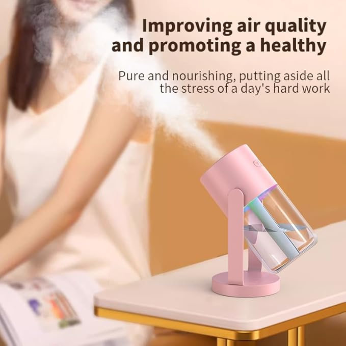 280ml Portable Shake Head Humidifier with Color LED Night Light, USB Personal Desktop Humidifier for Car, Home, Office, Travel, Auto Shutoff, Ultra-Quiet