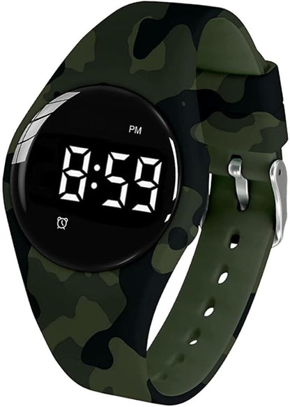 Vibrating Alarm Watch, Water Resistant Potty Training Wristband Rechargeable Medical Reminder Watch with Timer and 15 Daily Alarms (Green Camouflage)