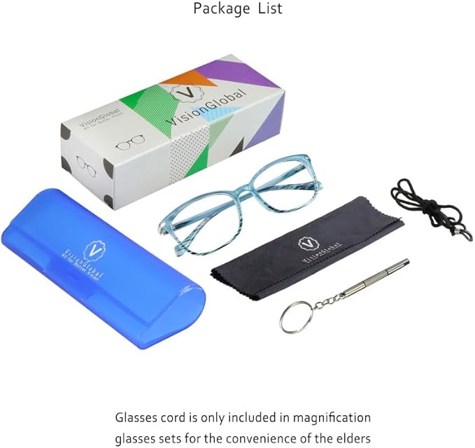 VisionGlobal Blue Light Blocking Glasses for Women, Anti Eyestrain, Computer Reading, TV Glasses, Stylish Square Frame, Anti Glare(Slate Blue,No Magnification)