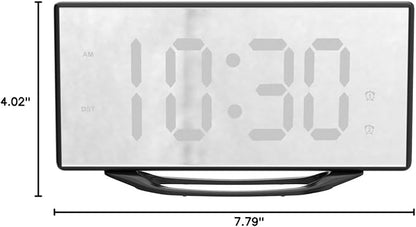 8.7” Mirror Digital Alarm Clock for Bedroom, LED Digital Clock Large Display with Battery Backup, 2 USB Charger Ports, Dual Alarms, 8 Dimmer & 7 Volume, Aesthetic Slim Clock for Desk Modern Decoration