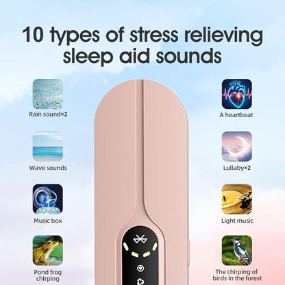 Under Pillow Speakers for Sleeping Bluetooth, Bone Conduction Technology, 3D White Noise Generator, Volume Control & Sleep Timer, Side Sleeper Friendly (Pink)