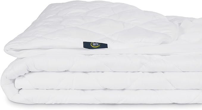 Serta Simply Clean Triple Action Mattress Pad, Waterproof Mattress Pad, Ultra Soft and Stain-Resistant Mattress Pad, Machine Washable, California King, White