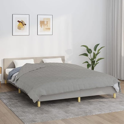 Weighted Blanket Grey Cotton Polyester Glass Beads 86.6 x 90.6 Inch for Adults, Breathable Hypoallergenic Fabric with Calming Effect for Stress Relief and Improved Sleep