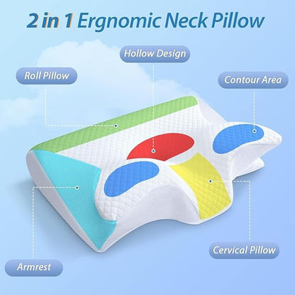 Sleep Apnea Relief Pillow, Airway Pro Cervical Pillow, Ergonomic Adjustable Neck Support Memory Foam Orthopedic Deep Sleep Pillows, Suitable for Side, Back, and Stomach Sleepers