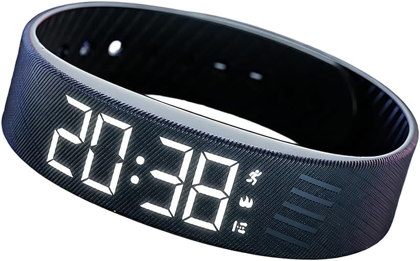 Vibrating Alarm Clock Watch, 2026 New Wristband, Rechargeable Silent Alarm for Deep Sleepers, LED Display Vibrating Alarm Watch for Elderly (Black)
