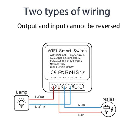 16A Mini WiFi Smart Switch Relay Module – Compatible with Alexa & Google Home, Ewelink APP Remote Control, Voice & Timer Schedule for Light, Fan, No Hub Required
