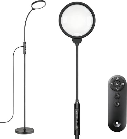 Light Therapy Lamp, 11000 Lux UV-Free Floor Lamp, Full Spectrum LED Sunlight with Touch Remote Control, Adjustable 7 Color Temperatures 9 Brightness Levels for Office Living Room Reading Black