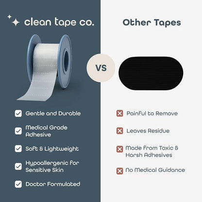 Clean Tape Company | Hydrating Tape for Skin - Pain Free Removal, Transparent with Custom Perforations | Silicone to Moisturize & Soothe, for Sensitive Skin - 1 Roll (55in)