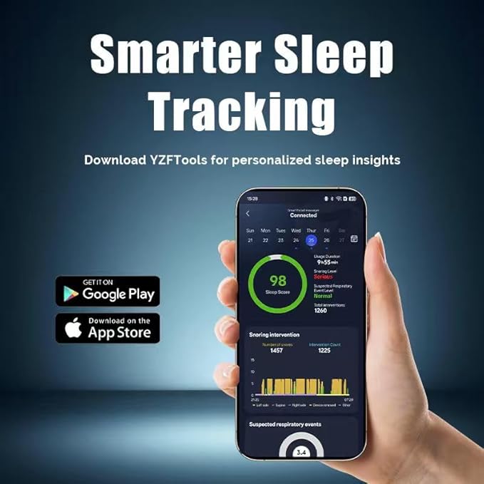 YA4600 Upgraded Smart Throat Anti Snoring Device, Snore Stopper Effective Snoring Solutions Snore Reduction Sleep Aids with APP Records and Analyzes Sleep Datas