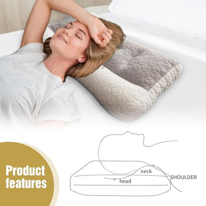 Orthopedic Deep Sleep Pillow, Sleep Apnea Pillow, Sleep Apnea Pillows Ergonomic Pillows for Neck and Shoulder, Side Back Stomach Sleepers (Light White)