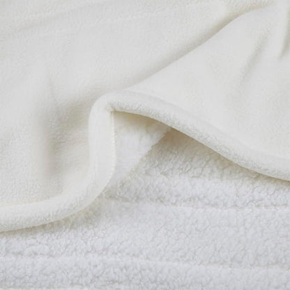 Serta Heated Throw Blanket - Reversible Fleece to Sherpa Electric Blanket, Fast Heating, Auto Shut Off Timer, Multi Heat Setting, ETL Certified, Machine Washable, Ivory 50"x 60"