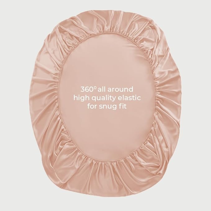 LINENWALAS Fitted Sheet Only Viscose Derived from Bamboo, Bottom Sheet for Queen Size Bed – 16” Deep Pocket, All Around Snug Fit – Cooling, Breathable, Soft, Hypoallergenic (Rose Gold, Queen)