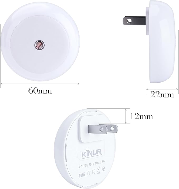 KINUR 6 Pack Blue, LED Night Lights Plug into Wall with Dusk to Dawn sensors, Plug in Night Lights for Kids Room, Bedroom, Bathroom, Baby Nursery,Stair Lights, Hallway Light