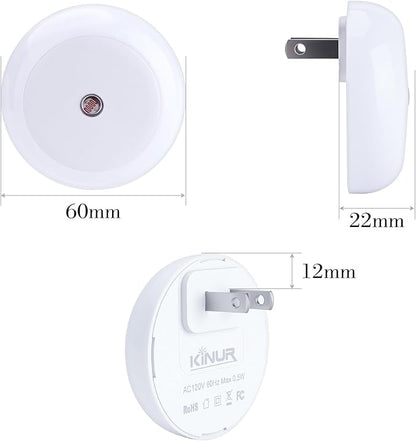 KINUR 6 Pack Red LED Plug into Wall with Dusk to Dawn sensors Plug in Night Lights for Kids Room, Bedroom, Bathroom, Stair Lights, Hallway Light