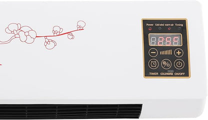 Electric Heater for Bedroom, 1400W PTC Fast Quiet Heater with Remote Control, Wall Mount/Desktop, 1-6H Timer, Adjustable Thermostat (60.8-104°F) for Office, Home, Room (11-20 m²) (with Flower)
