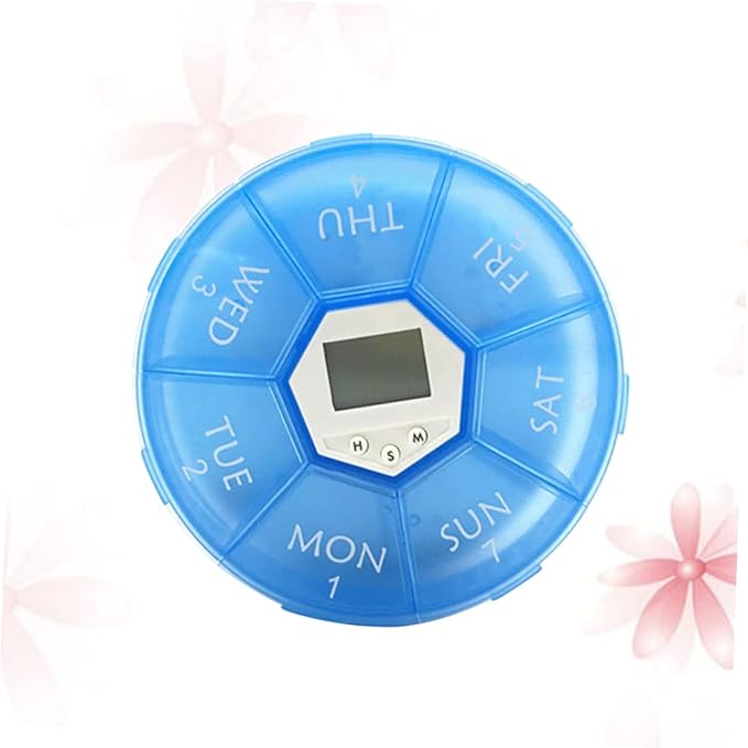 NOLITOY Compartments Electronic Medication Reminder Dispenser Clock Practical Pill Organizer for Daily Use Portable Medicine Chest for Patients Blue