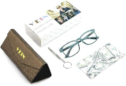 YEIN Progressive Multifocus Reading Glasses, Spring Hinge Blue Light Blocking Glasses for Women Men, No Line Multifocal Readers with Clear Lenses (+0.00/+1.00 magnification)