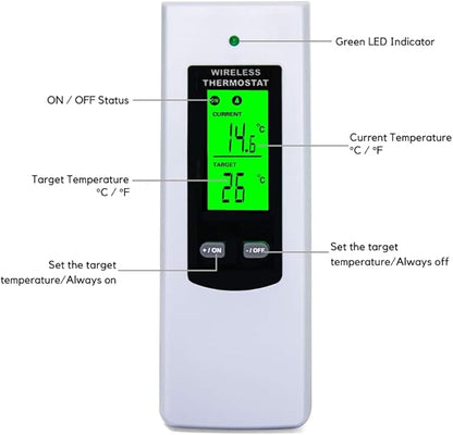 Wireless Thermostat Digital Temperature Remote Sensor Controller Plug-in Thermostat