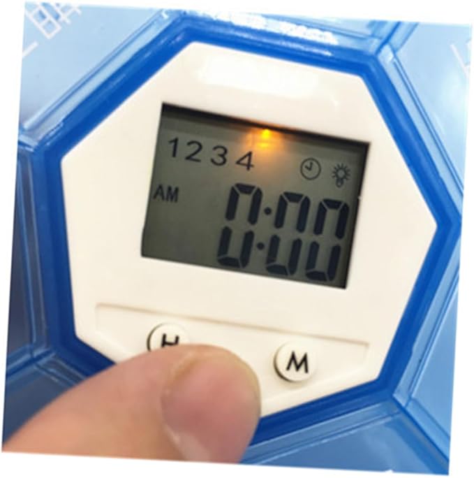 NOLITOY Compartments Electronic Medication Reminder Dispenser Clock Practical Pill Organizer for Daily Use Portable Medicine Chest for Patients Blue