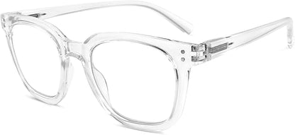 Reading Glasses for Men Women Blue Light Blocking with Spring Hinge, Blocking Readers Anti UV Ray Filter Eyeglasses, Square Computer Reader Glasses, Transparent, +3.5