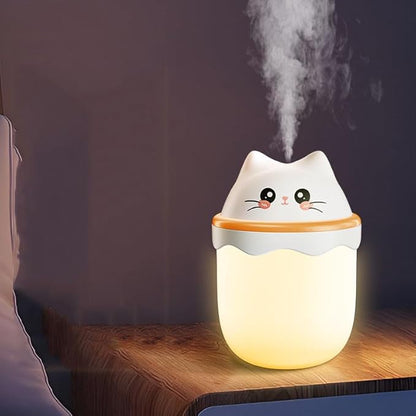 Cute Cat Shape Humidifier,Mini Humidifier, USB Personal Desktop Humidifier for Car, Plants, Office Room, Bedroom, 2 Mist Modes, 2 LED Colors,Auto Shutoff, Quiet