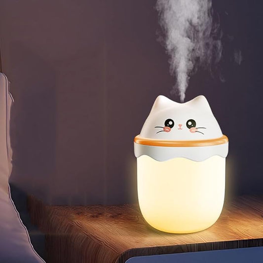Cute Cat Shape Humidifier,Mini Humidifier, USB Personal Desktop Humidifier for Car, Plants, Office Room, Bedroom, 2 Mist Modes, 2 LED Colors,Auto Shutoff, Quiet
