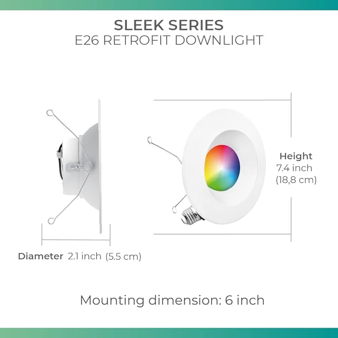 INFIBRITE 5 and 6 Inch WiFi Smart 12W 1100LM Recessed Retrofit LED Sleek Series Light Kit (Includes E26 Connector) Compatible with Alexa and Google, Wet Rated (24 Pack)