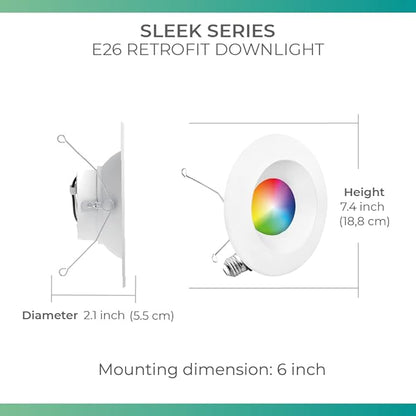 INFIBRITE 5 and 6 Inch WiFi Smart 12W 1100LM Recessed Retrofit LED Sleek Series Light Kit (Includes E26 Connector) Compatible with Alexa and Google, Wet Rated (24 Pack)