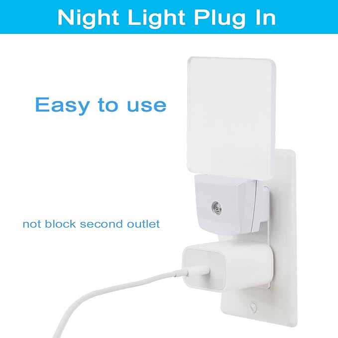 2 Pack 0.5W Plug in LED Night Light with Dusk to Dawn Sensor Blue