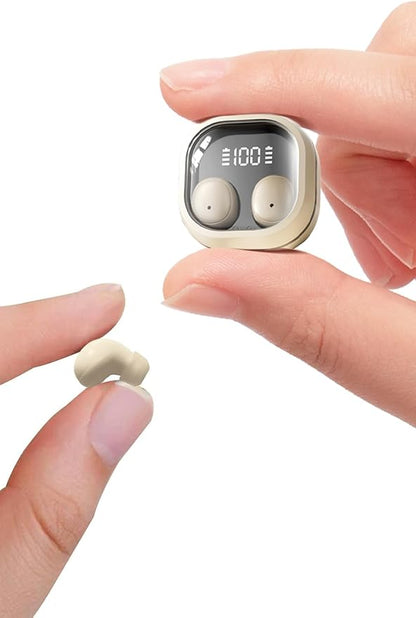 Invisible Mini Sleep Earbuds Wireless Bluetooth, Ultra-Light Comfort Fit Sleep Headphones for Side Sleepers, Soft in-Ear Ear Plugs for Sleeping Small Ears Gym-Off White