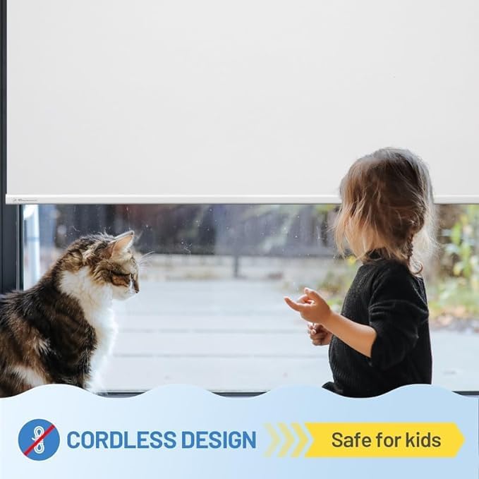 Motorized Blinds with Remote, [Free Solar Panels] Cordless Smart Blinds with Valance Cover, Blackout Electric Automatic Roller Shades for Windows White 22½"W x 72" H