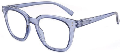 Reading Glasses for Men Women Blue Light Blocking with Spring Hinge, Blocking Readers Anti UV Ray Filter Eyeglasses, Square Computer Reader Glasses，Transparent Deep Blue，+1.0