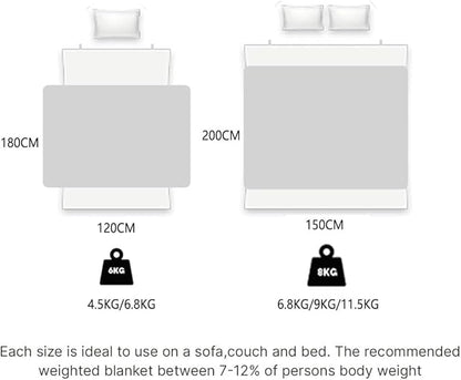 Weighted Blanket for Adults, Single Double Heavy Blanket with Fibre Fabric Premium Glass Bead All-Season Even Weight Distribution for Bed Sofa Blue 120x180cm 6.8kg