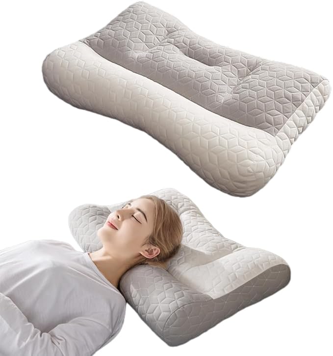 Orthopedic Deep Sleep Pillow - New Sleep Apnea & Ergonomic Pillow for Neck, Shoulder & Side, Back, Stomach Sleepers (Light Grey)