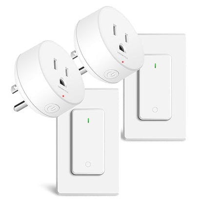 Wireless Wall Switch Remote Control Outlet,GreenCyle 2 Set Remote Control Outlets Plug Switches,15A/1500W,TUV List,No Wiring Needed,300ft RF Range,for Lamp,Fans,Household Appliances