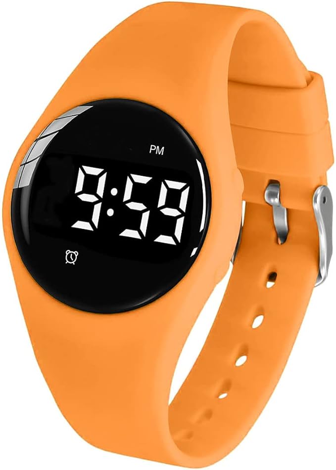 Vibrating Alarm Watch, Water Resistant Potty Training Wristband Rechargeable Medical Reminder Watch with Timer and 15 Daily Alarms (Orange)
