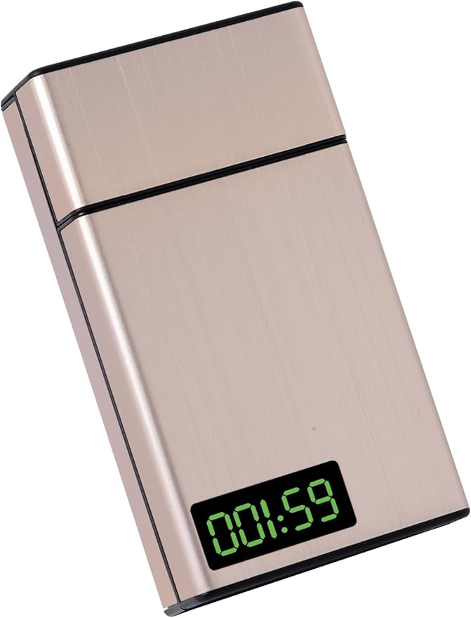 Timed Lock Box – Time Locking Small Container with 999 Hours LCD Display – Portable Locking Box with Timer Lock for Storage – Break Bad Habits – Credit card, Cash, Key,Medication（Golden）