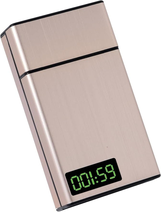 Timed Lock Box – Time Locking Small Container with 999 Hours LCD Display – Portable Locking Box with Timer Lock for Storage – Break Bad Habits – Credit card, Cash, Key,Medication（Golden）