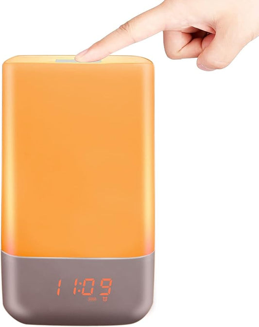 Smart Wake Up Light Alarm Clock, LED Table Lamp t-Button The Colorful Night Light Simulated Sunrise Alarm Clock 3 Brightness Levels Adjustable