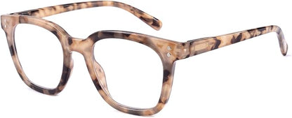 Reading Glasses for Men Women Blue Light Blocking with Spring Hinge, Blocking Readers Anti UV Ray Filter Eyeglasses, Square Computer Reader Glasses, Amber Tortoiseshell, +1.5