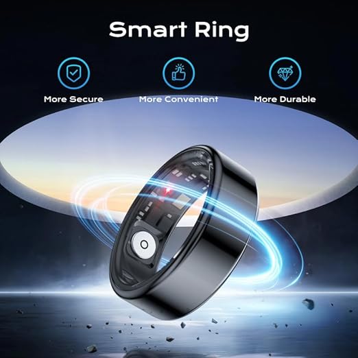Smart Ring for Women Men, Fitness Tracker with Health Metrics Tracking, 20 Sports Modes, IP68 Waterproof Titanium, 7-Day Battery (Black,10#)