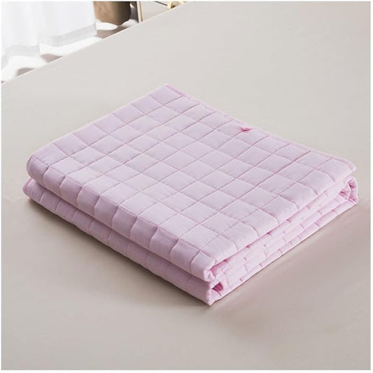 Cotton Weighted Blanket for Adults, Heavy Blanket with Premium Glass Bead All-Season Even Weight Distribution for Single Double Bed Multi-Colour Light Pink 152x203cm 4.5kg