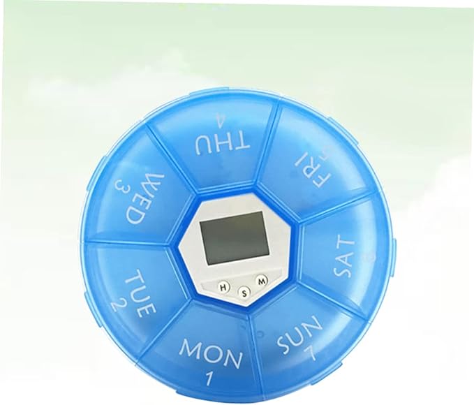 SAFIGLE Compartment Pill Dispenser Alarm Clock Portable Electronic Medication Reminder for Daily Use Easy Read Labels Suitable for Patients and Caregivers
