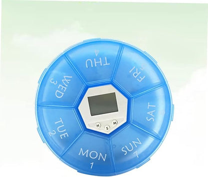 SAFIGLE Compartment Pill Dispenser Alarm Clock Portable Electronic Medication Reminder for Daily Use Easy Read Labels Suitable for Patients and Caregivers