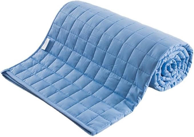 Cotton Weighted Blanket for Adults, Heavy Blanket with Premium Glass Bead All-Season Even Weight Distribution for Single Double Bed Multi-Colour Light Blue 152x203cm 6.8kg