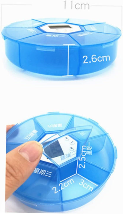 Compartments Alarm Clock Pill Dispenser for Daily Medication Portable Pill Storage Organizer Reminder Function Convenient Medicine Chest for Patients